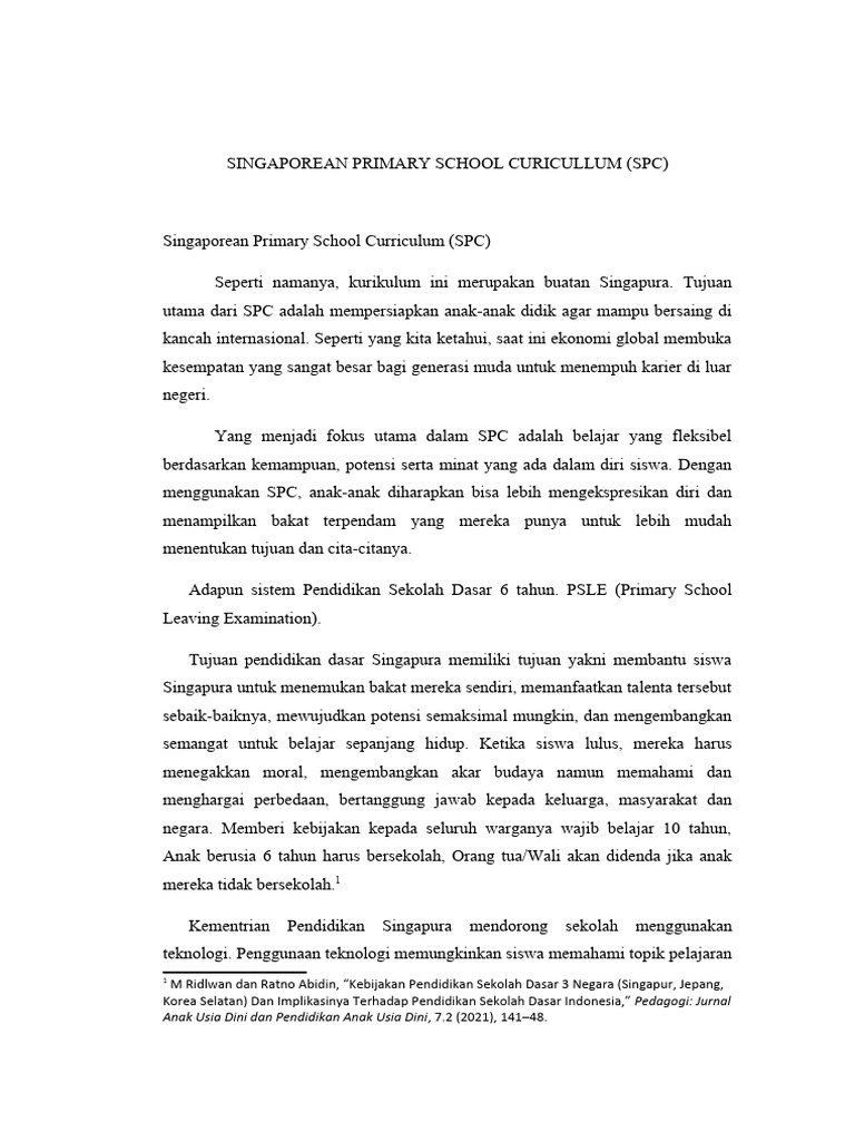 Kurikulum Sekolah Dasar Singapura | PDF | Ilmu Sosial