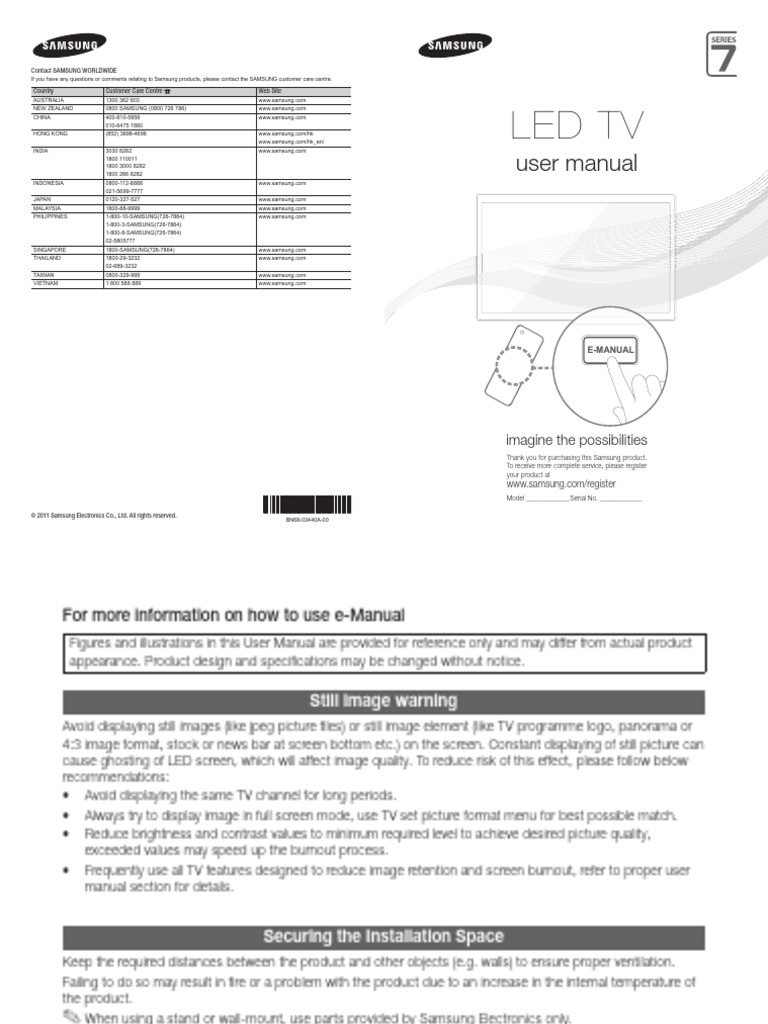 Samsung TV UA46D7000 User Manual BN68-03440A-00Eng-0221 | Download Free