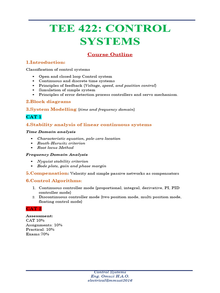 Tee 422 Lec-1 | PDF | Control Theory | Thermostat