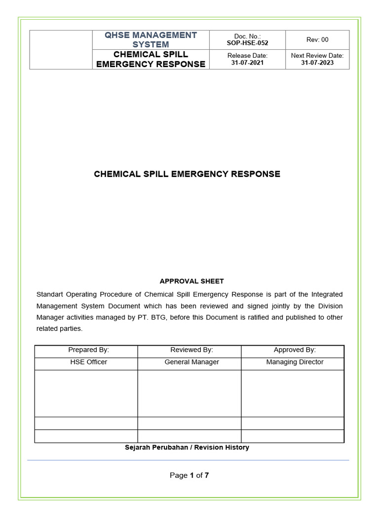 Chemical Spill Emergency Response PDF Risk Business