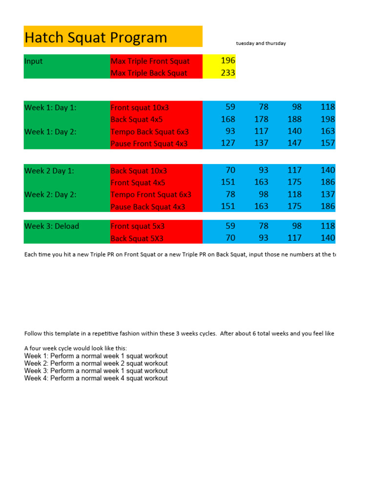 Hatch Squat Program Template PDF