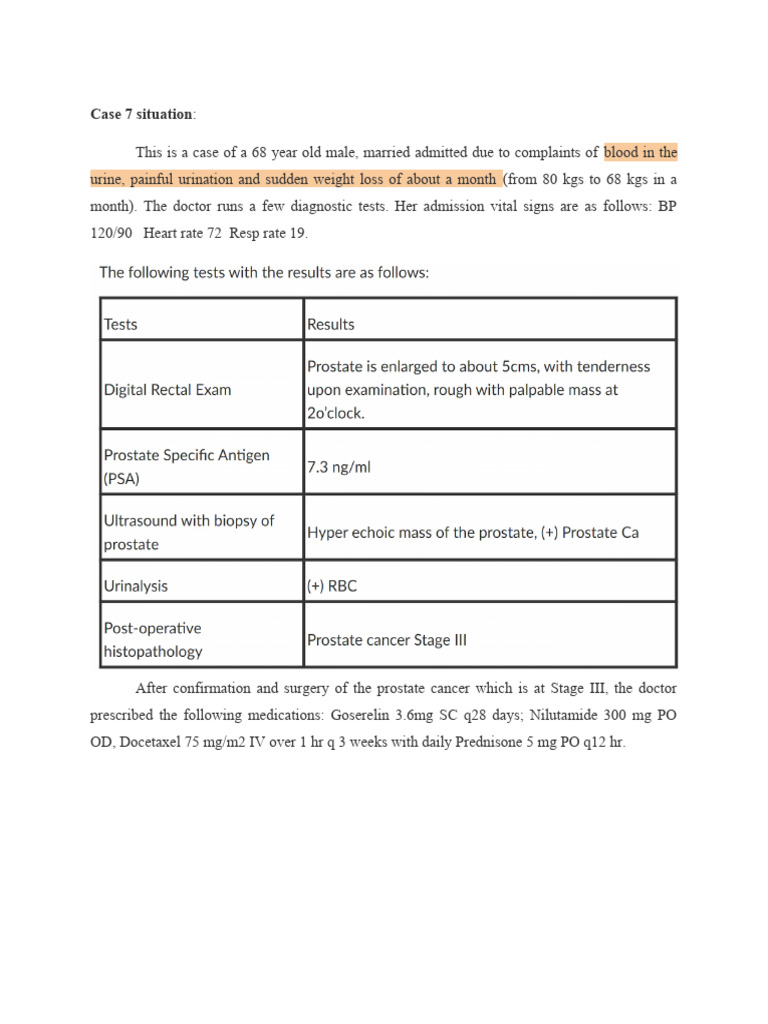 Prostate Cancer Case Study and Treatment | PDF | Prostate | Prostate Cancer