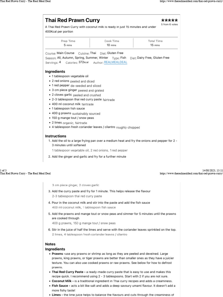 Thai Red Prawn Curry The Real Meal Deal PDF Fat Curry