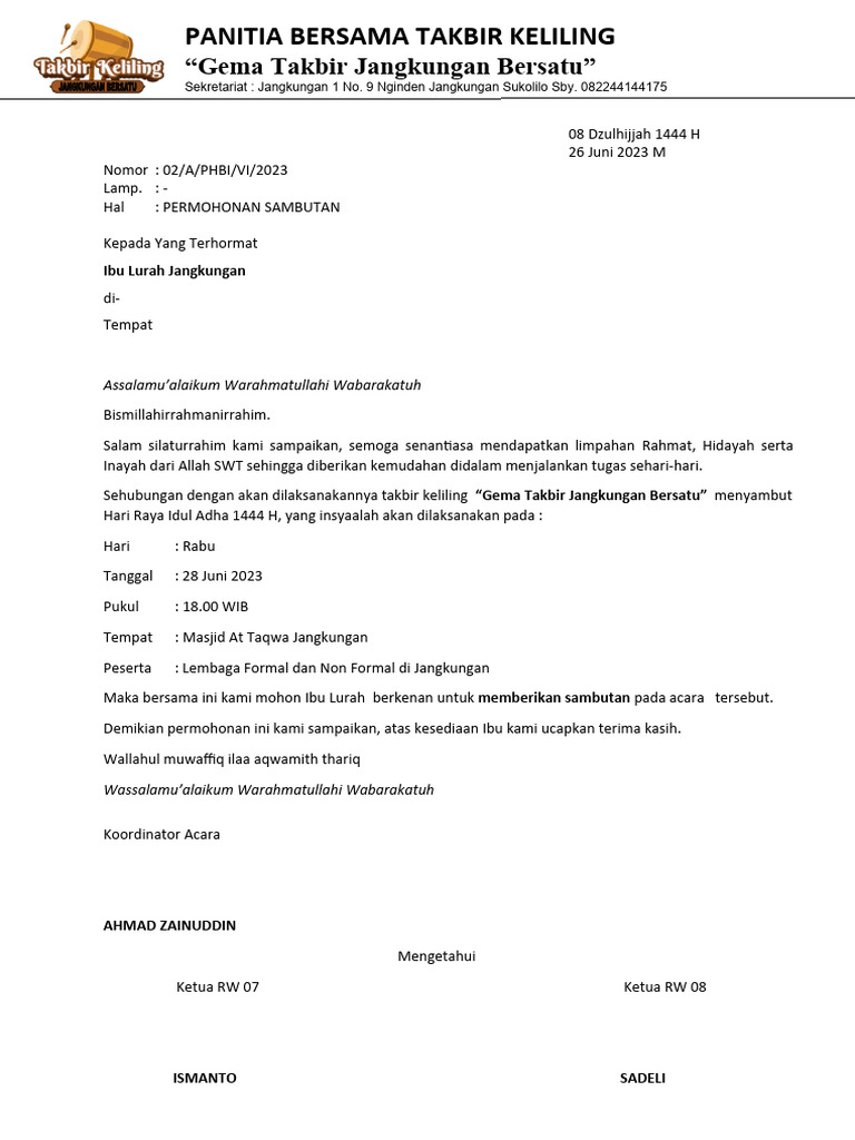 Takbir Keliling Jangkungan 2023 Pdf