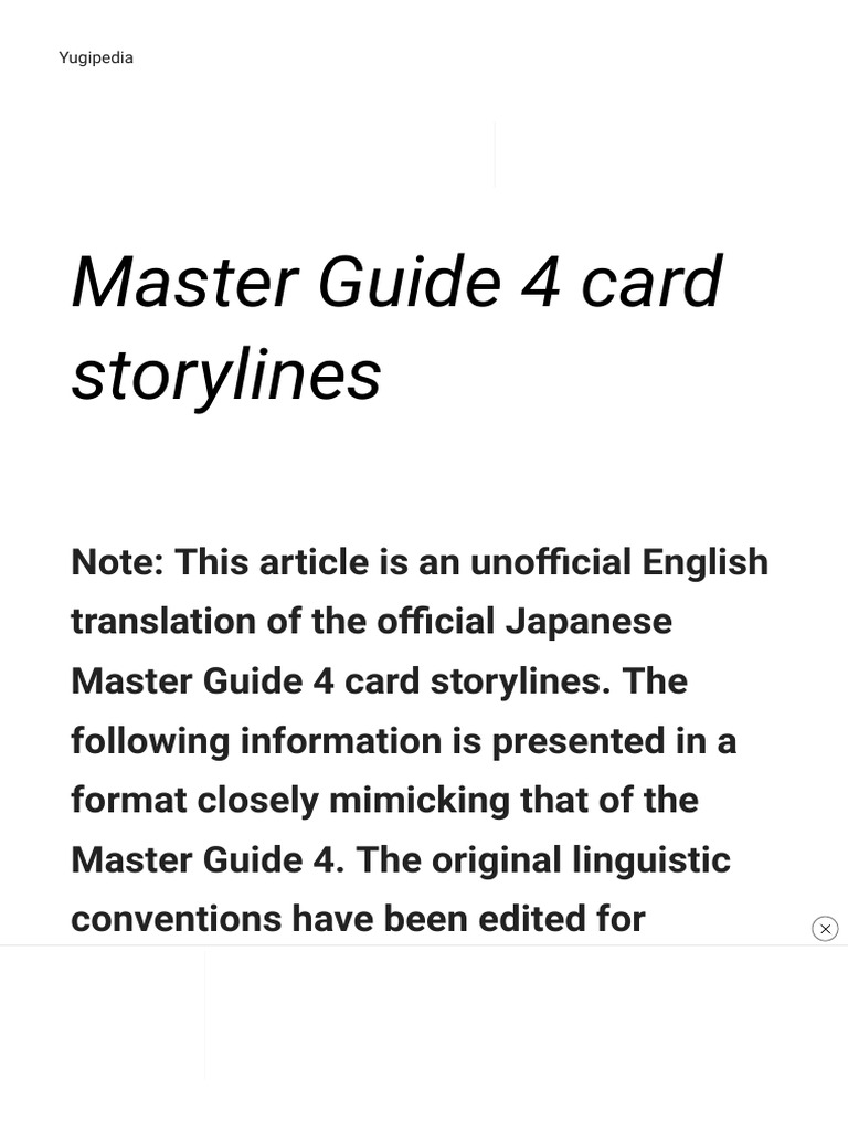 Master Guide 4 Card Storylines Yugipedia YuGiOh! Wiki PDF