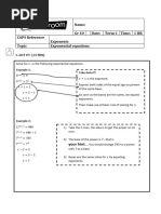 Gr10t1 Exponents Expontential Equations