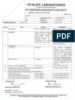 Atorvastatin Calcium USP B.no 3142200102 COA