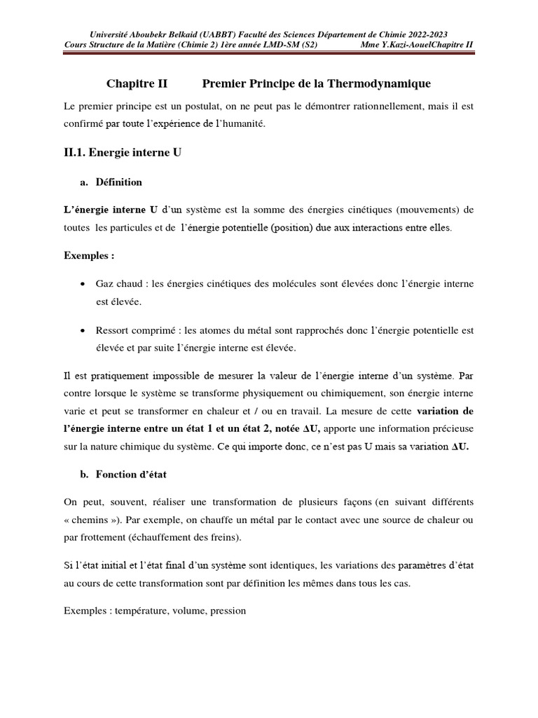 Premier Principe de la Thermodynamique | PDF | Chaleur | Thermodynamique