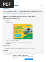 Annual Product Quality Review (APQR) SOP - PharmaB