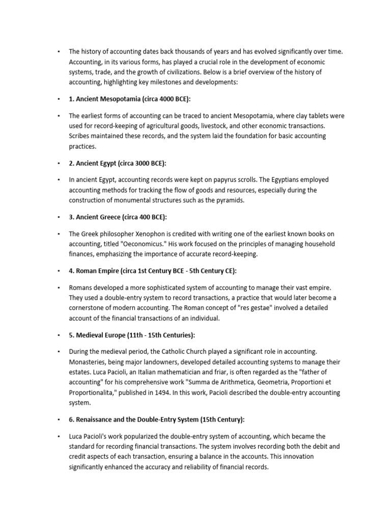 The History of Accounting | PDF | Accounting | Debits And Credits
