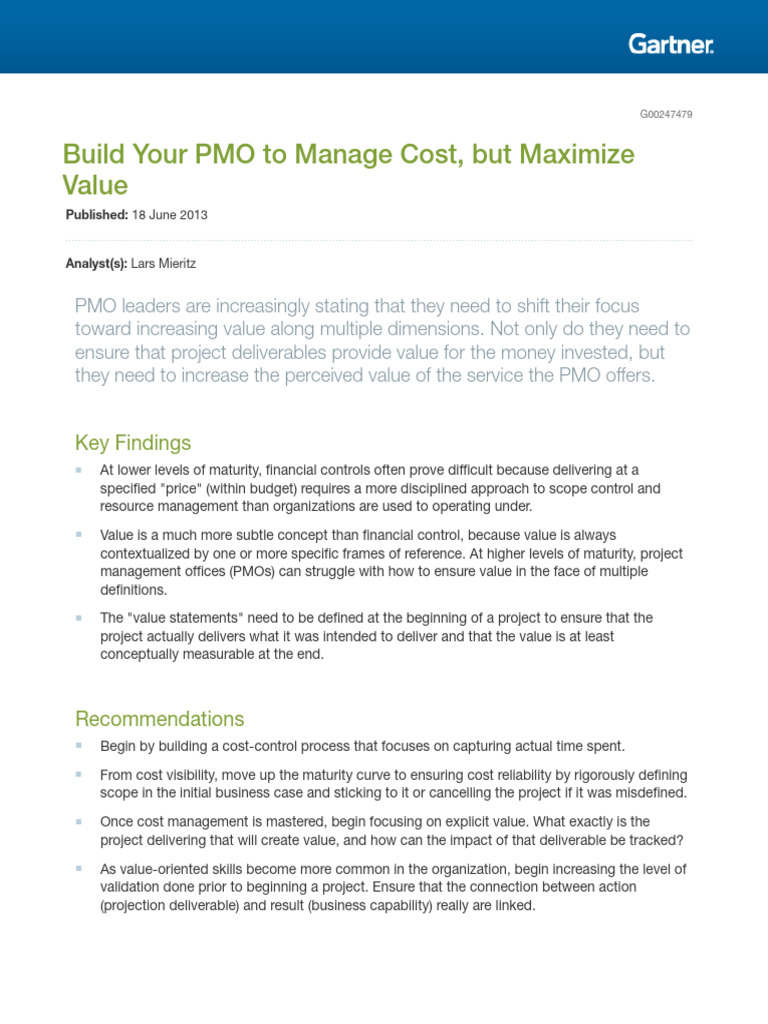 Build Your Pmo To Manage Cos 247479 PDF Project Management