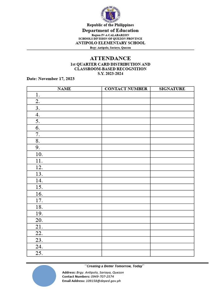 Attendance Parents | PDF