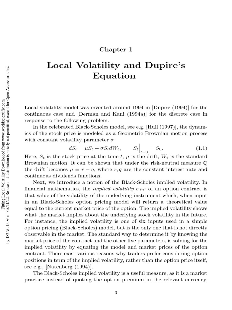 Dupire's Local Volatility Model Explained | PDF | Black–Scholes Model ...