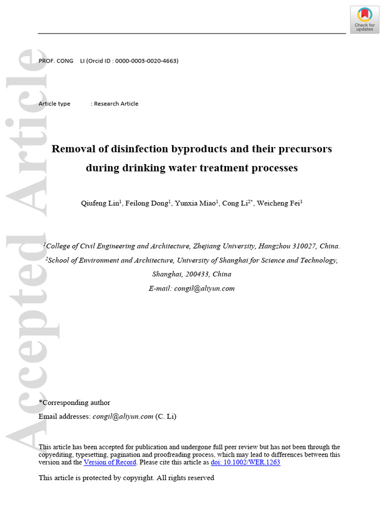 Removal of Disinfection Byproducts and Their Precursors During Drinking