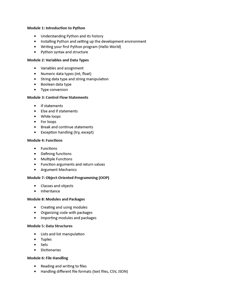 Python Course Outline | PDF