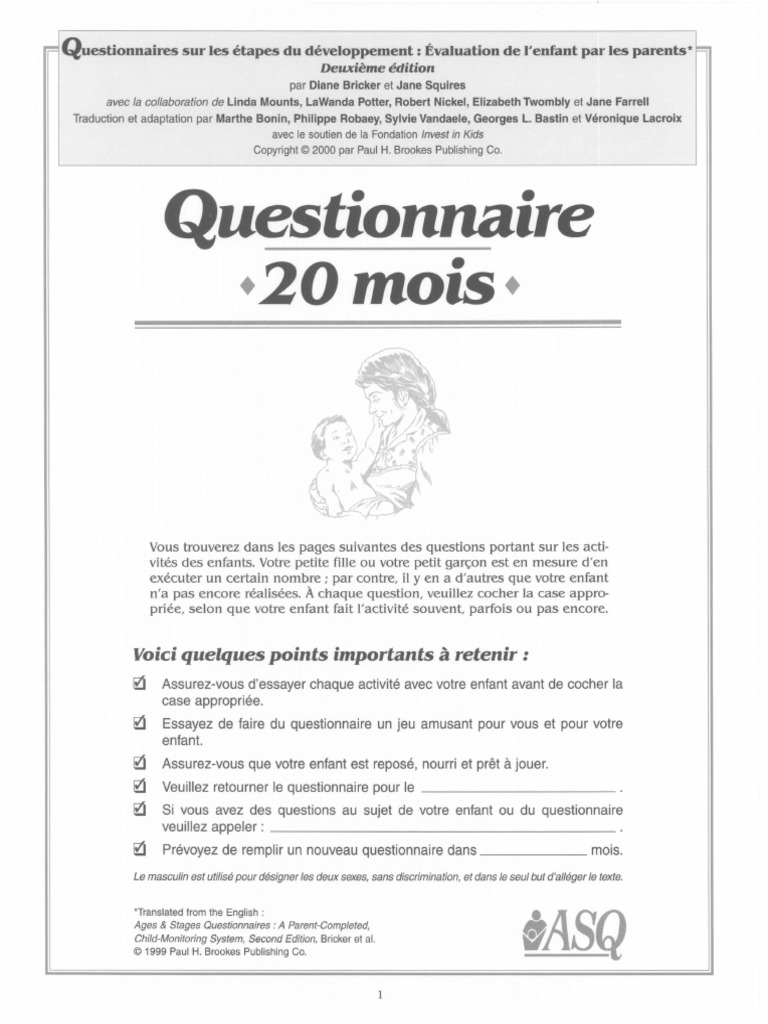 Questionnaire 20 Mois PDF