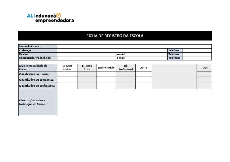 Ficha de Registro Da Escola | PDF
