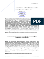 Impact de La Structure de Propriété Sur La Politique de Dividendes: Analyse de Court Et de Long Terme Par L'approche VECM