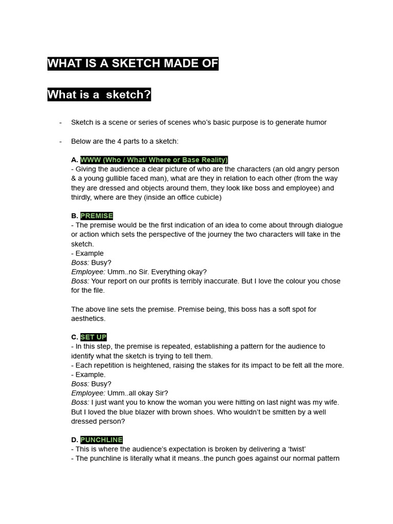 Sketch Structure and Humor Techniques | PDF | Humour | Jokes