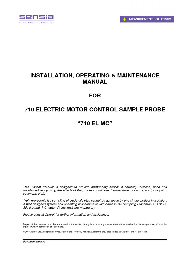 710 Electric Sample Probe Manual | PDF | Valve | Pipe (Fluid Conveyance)