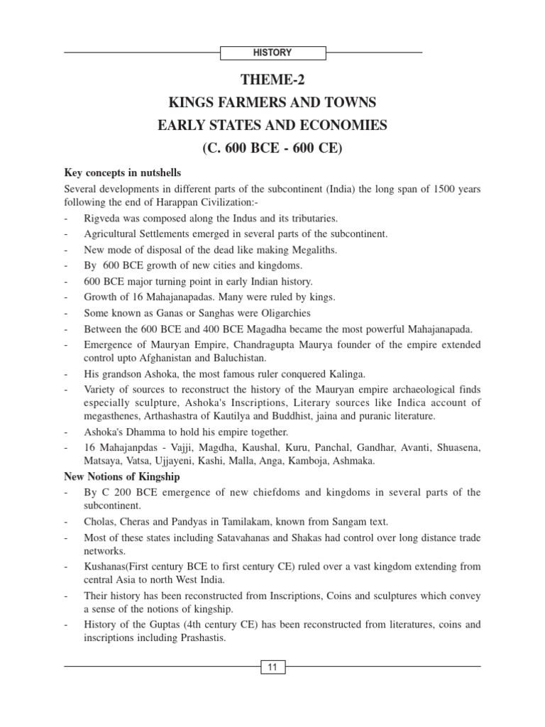 CBSE Class 12 History Kings Farmers Towns Early States Economies | PDF ...