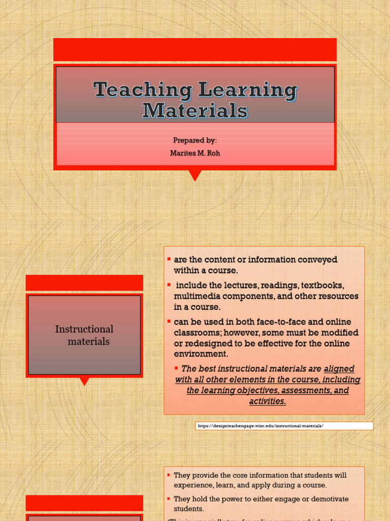 Effective Teaching Learning Materials Guide | PDF | Learning | Concept