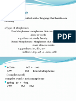 Meeting 3 Morpheme, Morph, and Allomorph