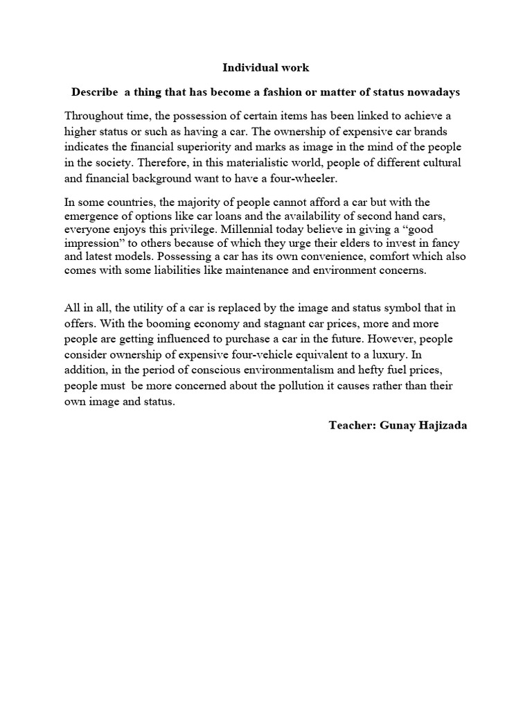 individual-work-describe-a-thing-that-has-become-a-fashion-or-matter-of