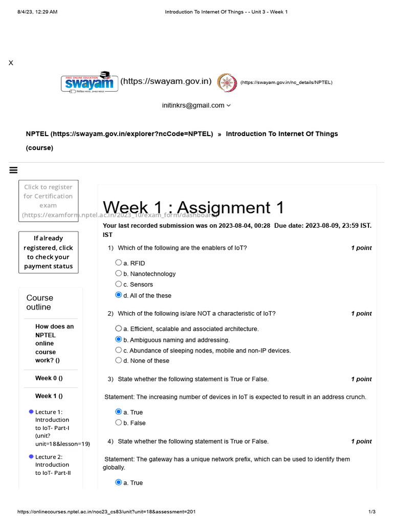 Introduction to internet of things unit 3 week 1 pdf internet