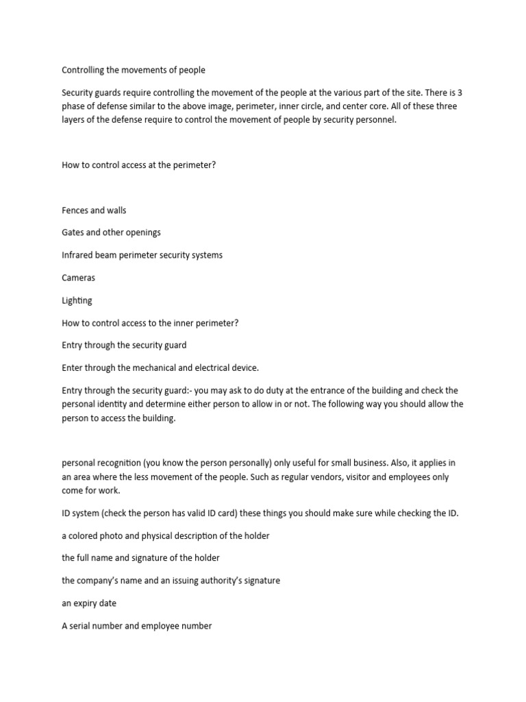 Security Guard Access Control PDF Access Control Security Guard