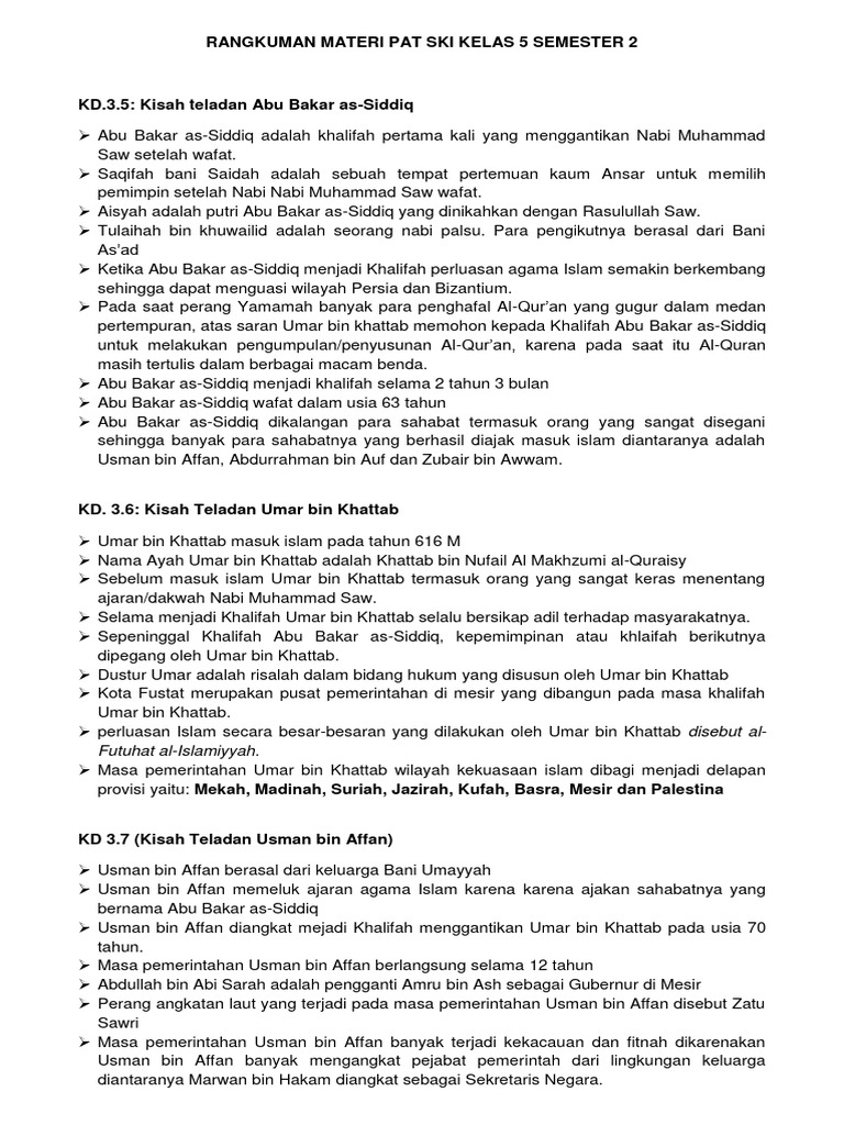 2023-Rangkuman Materi Pat Ski Kelas 5 Semester 2 | PDF