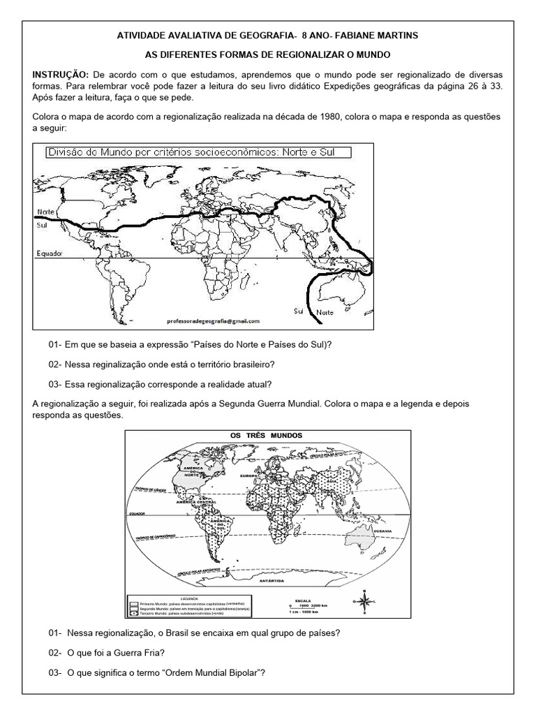 Atividade Avaliativa 8 Ano | PDF