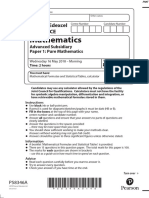 downloadMathsA LevelPapersEdexcelAS Paper 1QPJune20201820QP PDF