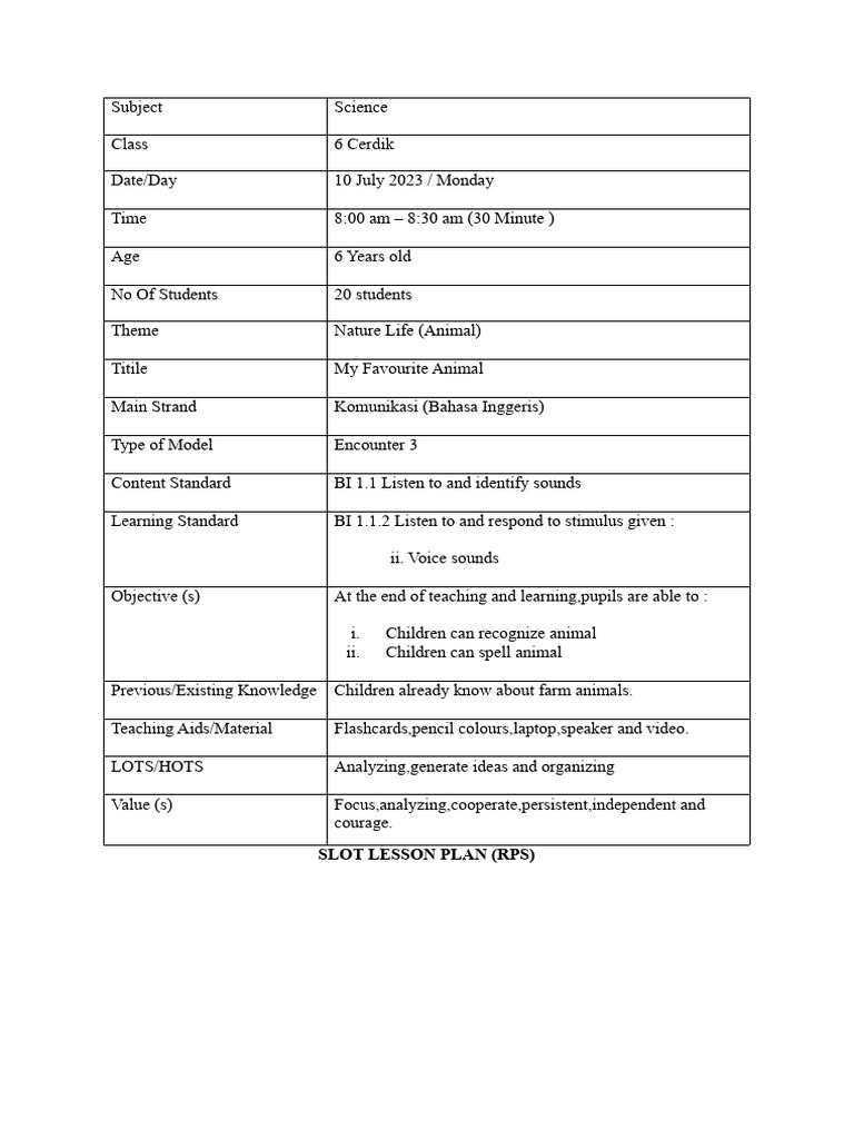 Engaging Animal Sounds Lesson Plan | PDF | Learning | Teachers