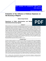 Evaluation of The Influence of Defense Expenses On The Economy of Nigeria