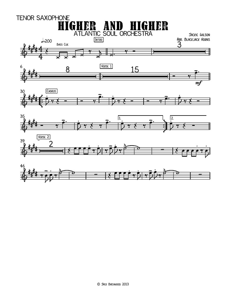 Higher and Higher Tenor Saxophone PDF