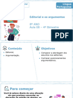 LP - 8° Ano Língua Portuguesa - Aula 8 Editoria e Argumentos