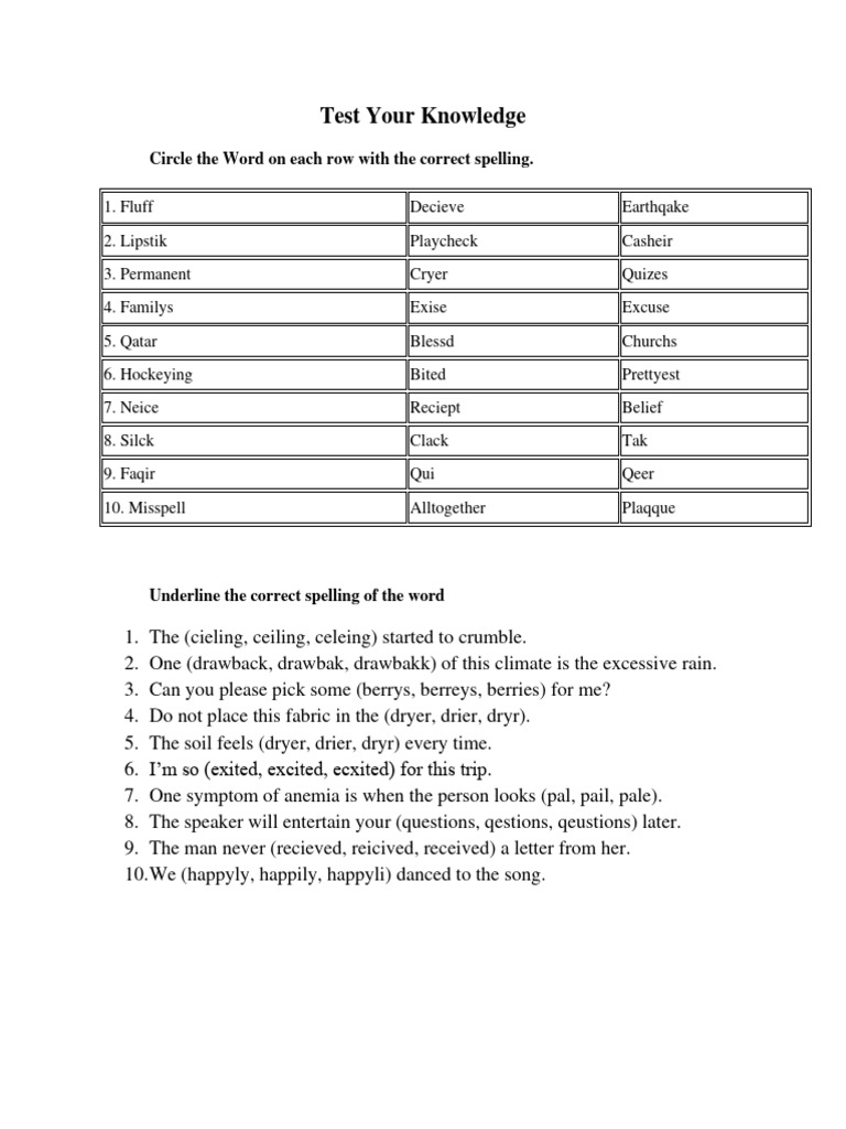 Spelling worksheet best pdf