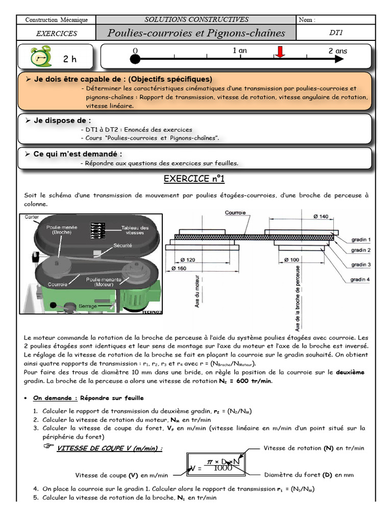 Vitesse de rotation en transmission mécanique | PDF | Courroie ...