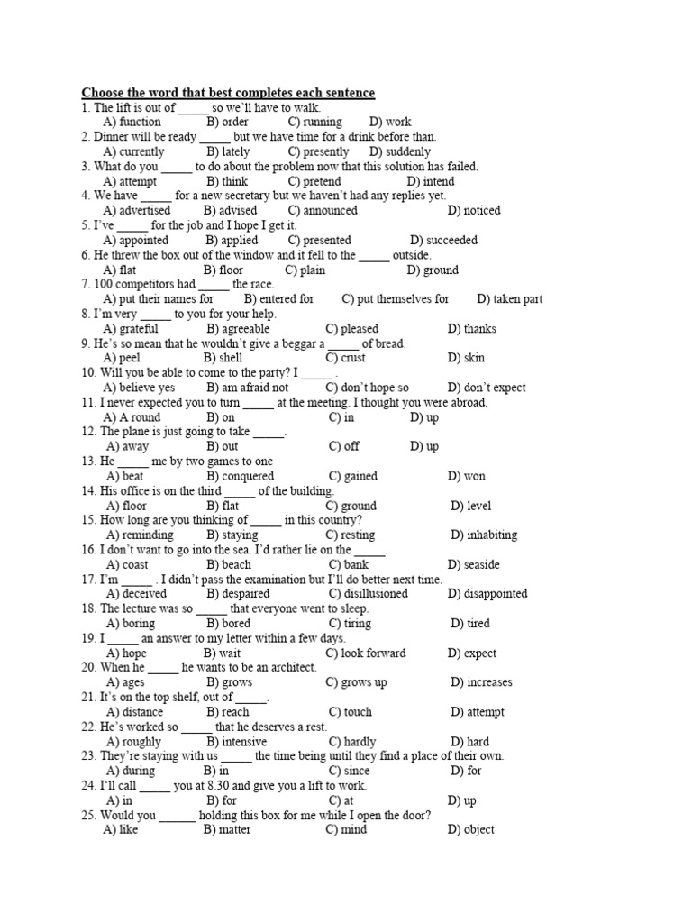 Advanced Grammar Exercise | PDF