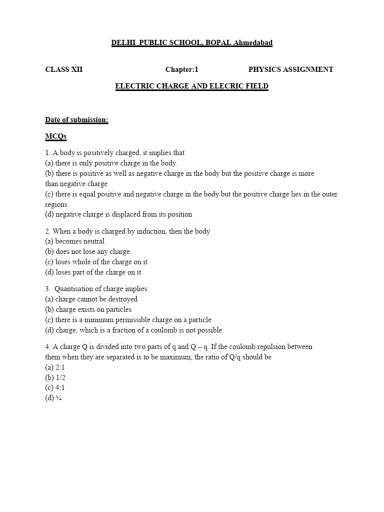 CH 1 Electric Charges and Field - Done | PDF | Electric Field ...