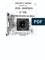 L'or Et La Transmutation Des Metaux Alchimie (G Theodore Tiffereau) Paracelse Et L'Alchimie (M Franck) Ed 1889
