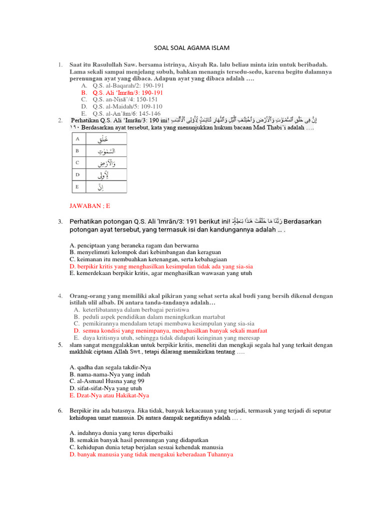 Soal Soal Agama Islam Pdf