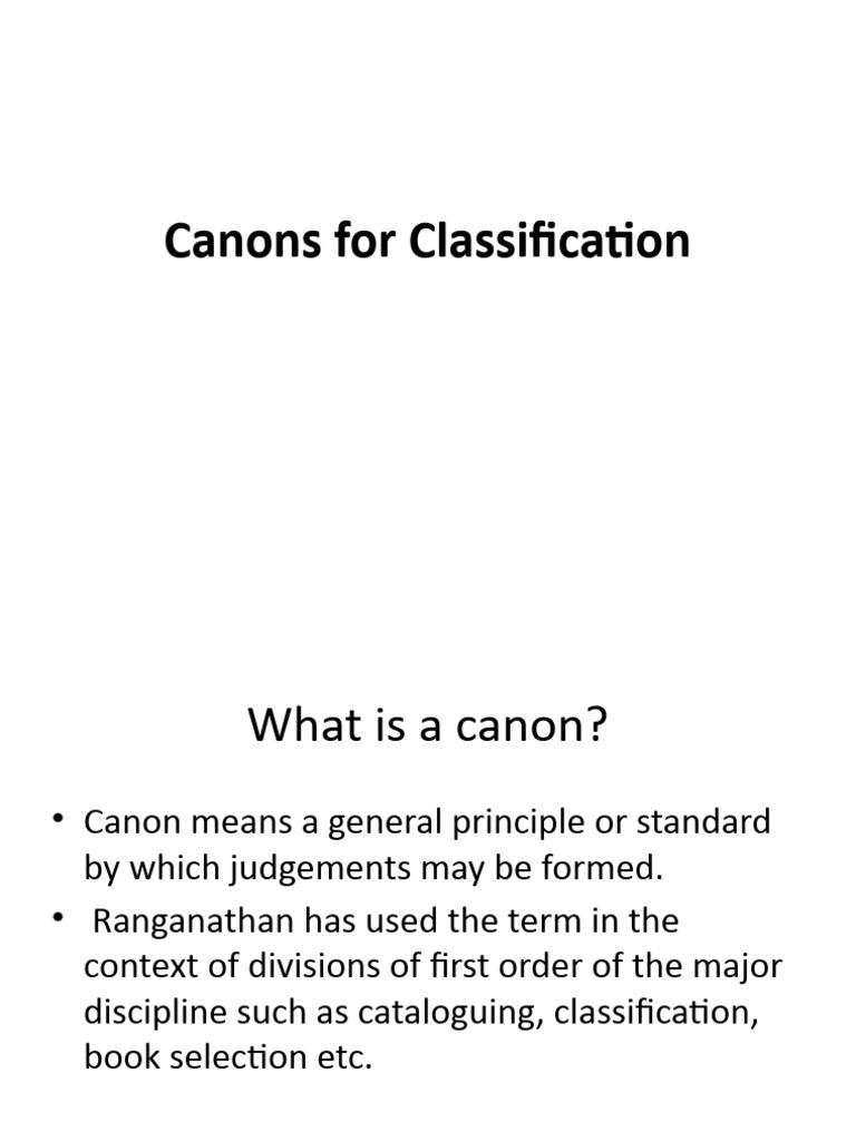 Ranganathan's Canons of Classification | PDF