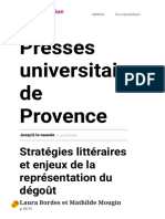 Jusqu'à La Nausée - Stratégies Littéraires Et Enjeux de La Représentation Du Dégoût - Presses Universitaires de Provence