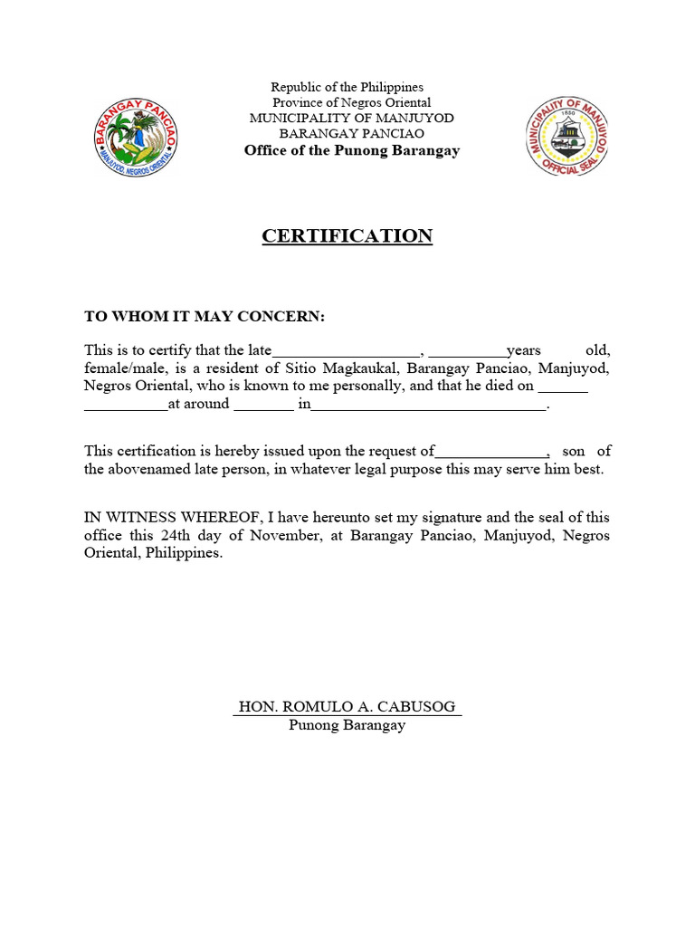 Death Certificate PDF
