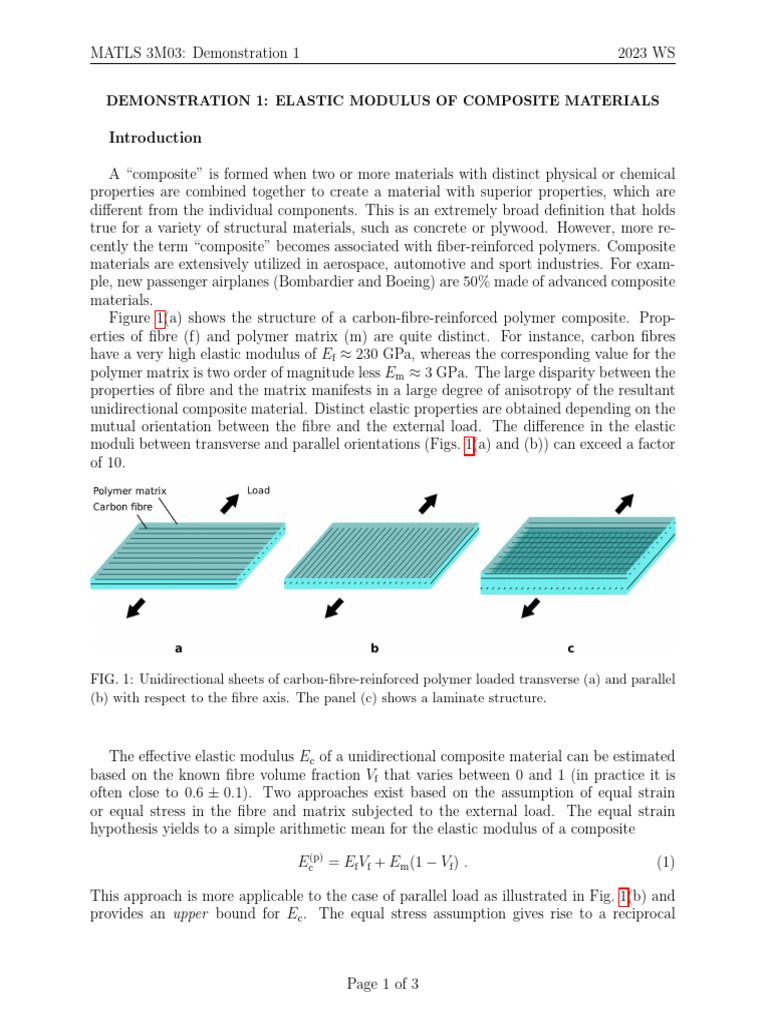 Demo 1a | PDF | Composite Material | Young's Modulus