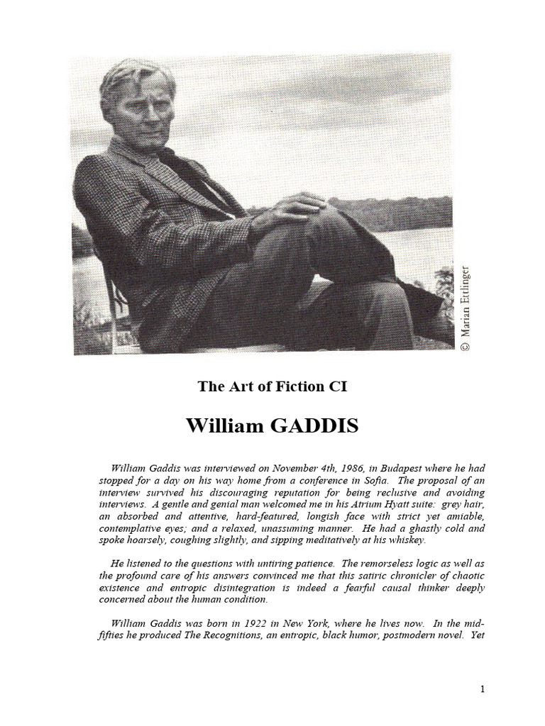 William Gaddis: Insights from 1986 Interview | PDF | Stocks