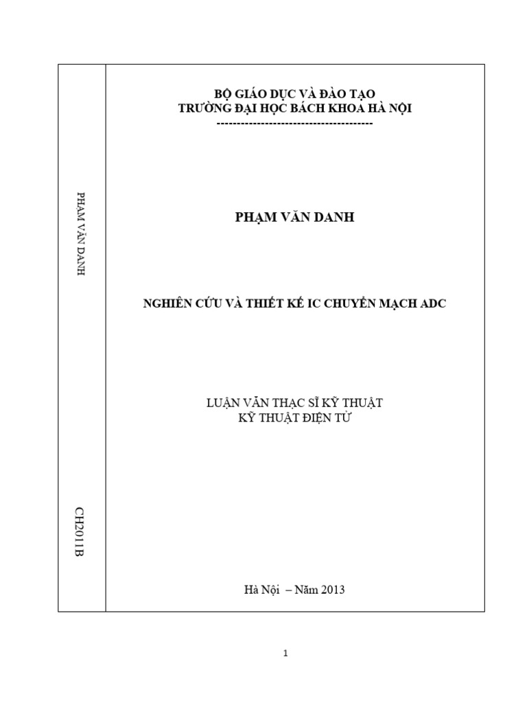 Xemtailieu Nghien Cuu Va Thiet Ke Ic Chuyen Mach Adc | PDF