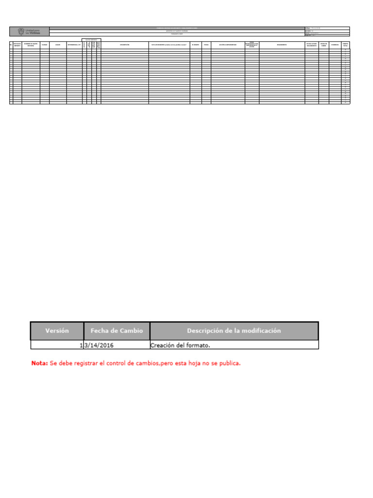 Que se reporta formato matriz de reporte y seguimiento pare pdf
